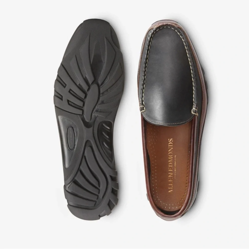 Allen Edmonds BOULDER Venetian Driving Moccasin 11 B Black / Brown